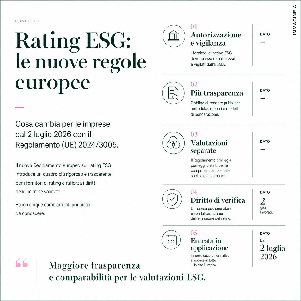 Infografica: Regolamento ESG rating: trasparenza e obblighi ESMA