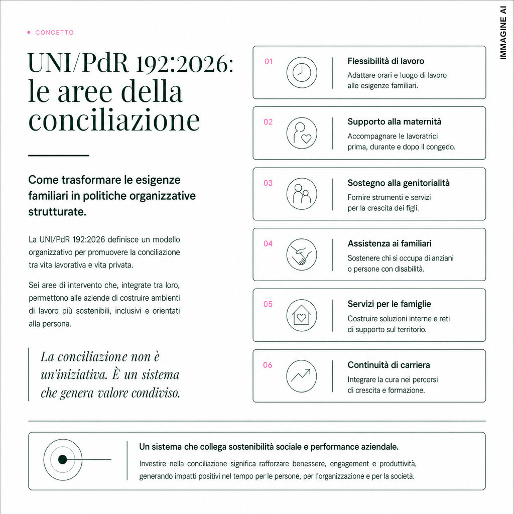 Infografica: Conciliazione vita lavoro: la UNI/PdR 192:2026